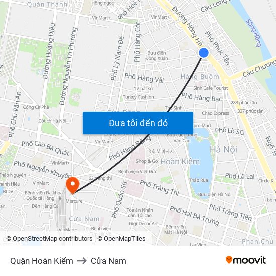 Quận Hoàn Kiếm to Cửa Nam map