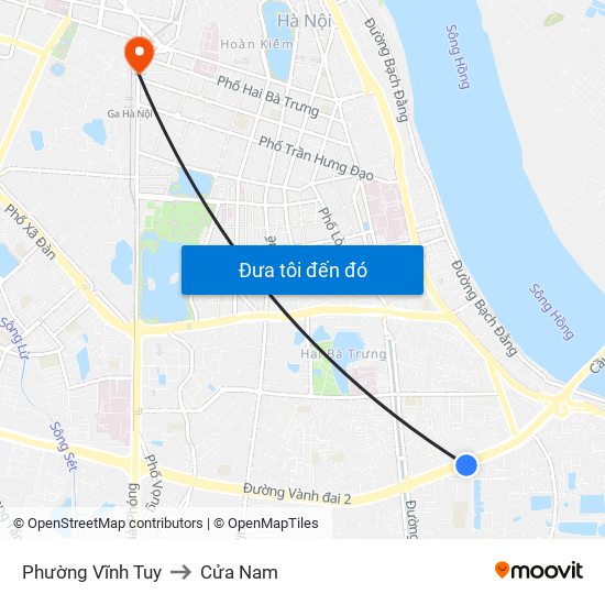 Phường Vĩnh Tuy to Cửa Nam map
