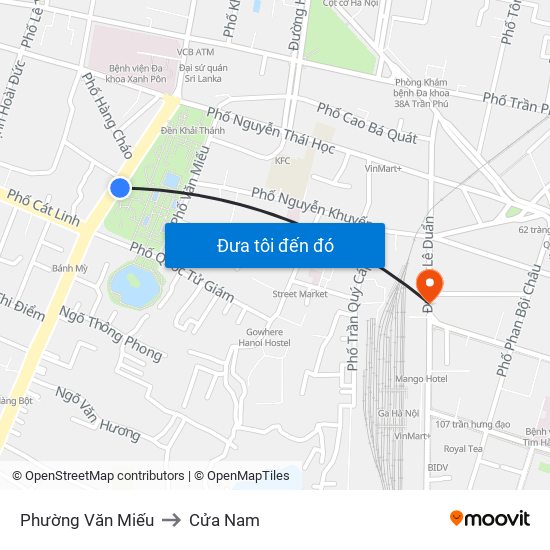 Phường Văn Miếu to Cửa Nam map