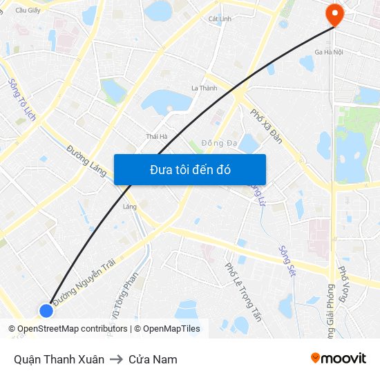 Quận Thanh Xuân to Cửa Nam map