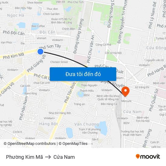 Phường Kim Mã to Cửa Nam map