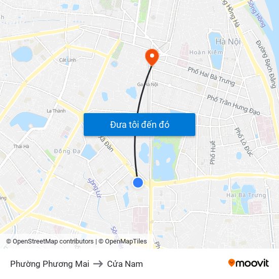 Phường Phương Mai to Cửa Nam map