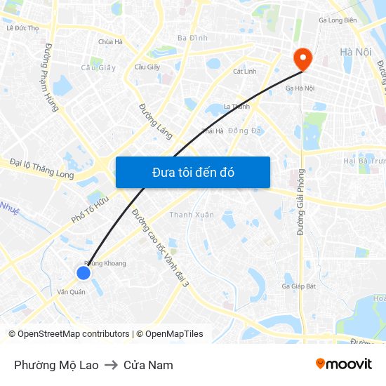 Phường Mộ Lao to Cửa Nam map