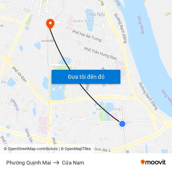 Phường Quỳnh Mai to Cửa Nam map