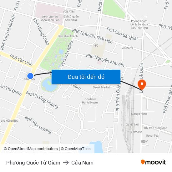 Phường Quốc Tử Giám to Cửa Nam map