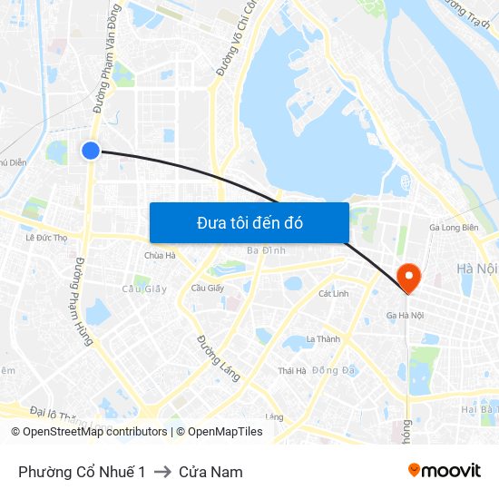 Phường Cổ Nhuế 1 to Cửa Nam map