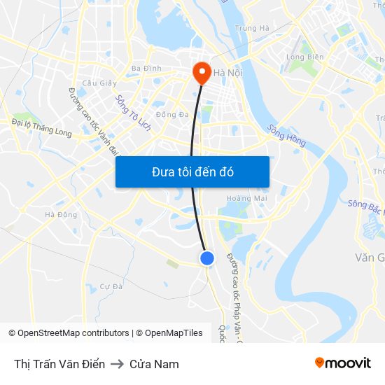 Thị Trấn Văn Điển to Cửa Nam map