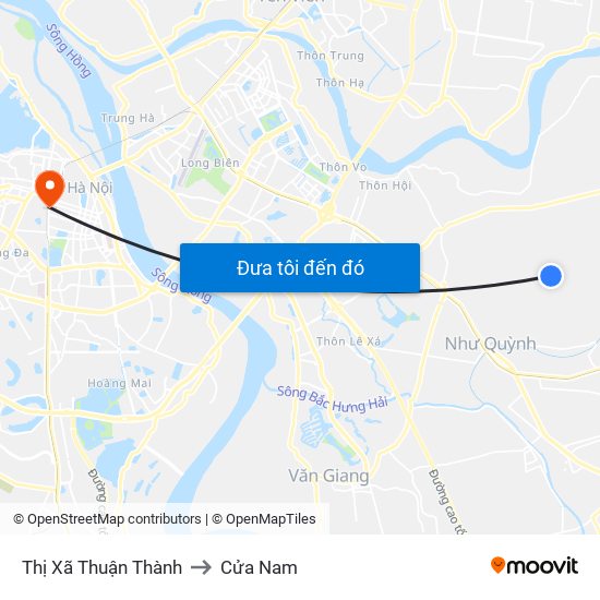 Thị Xã Thuận Thành to Cửa Nam map