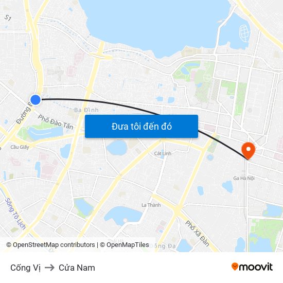 Cống Vị to Cửa Nam map