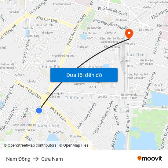 Nam Đồng to Cửa Nam map