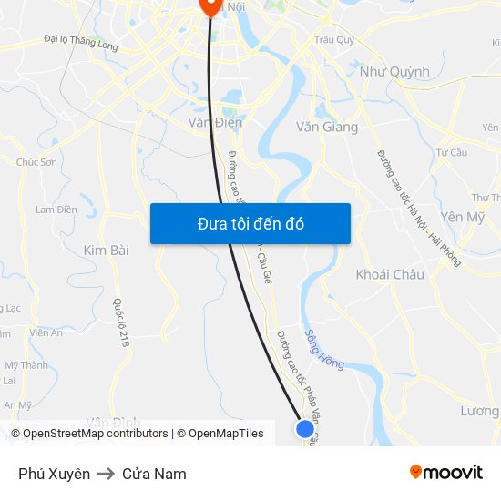 Phú Xuyên to Cửa Nam map