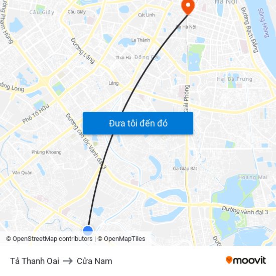 Tả Thanh Oai to Cửa Nam map