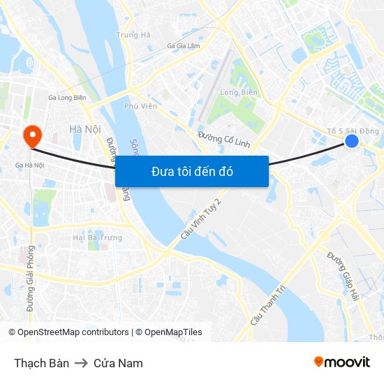 Thạch Bàn to Cửa Nam map