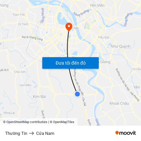 Thường Tín to Cửa Nam map