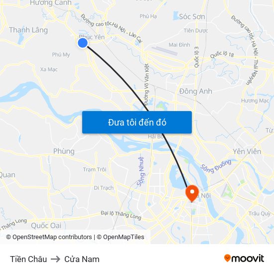 Tiền Châu to Cửa Nam map