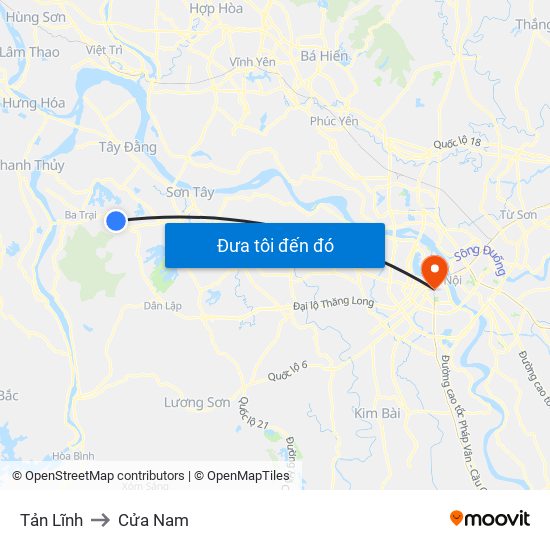 Tản Lĩnh to Cửa Nam map