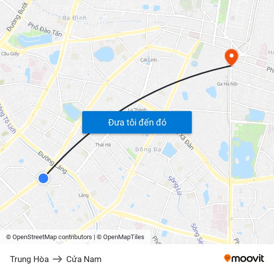 Trung Hòa to Cửa Nam map