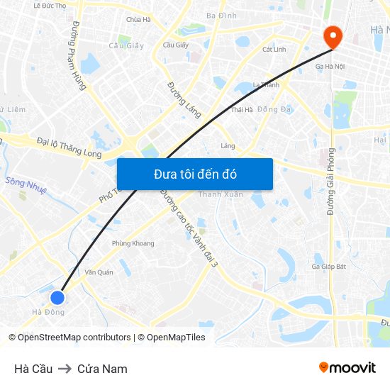 Hà Cầu to Cửa Nam map