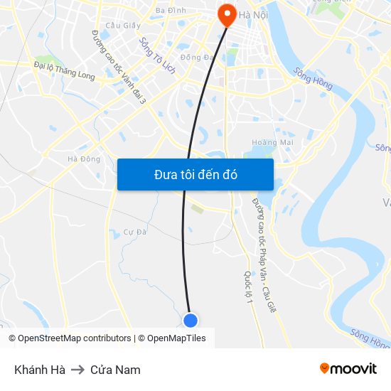 Khánh Hà to Cửa Nam map