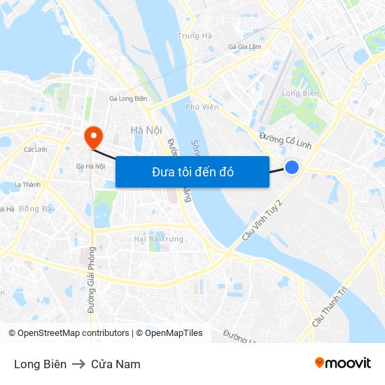 Long Biên to Cửa Nam map