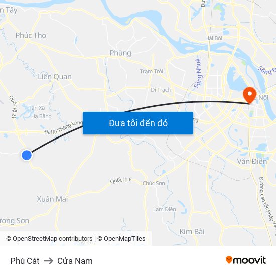 Phú Cát to Cửa Nam map