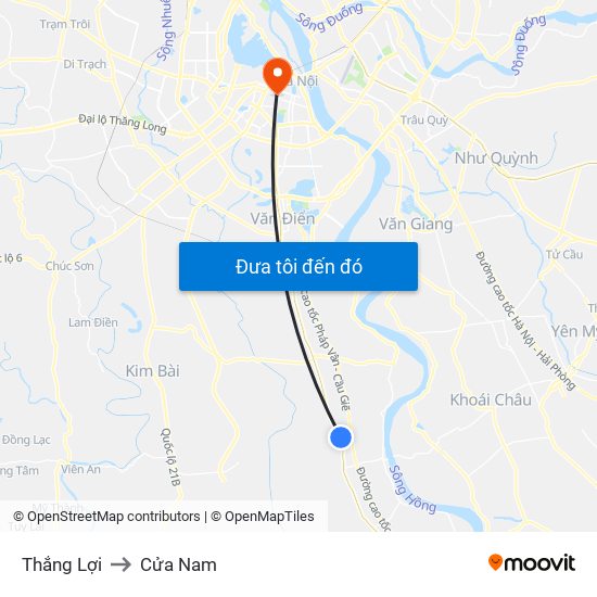 Thắng Lợi to Cửa Nam map