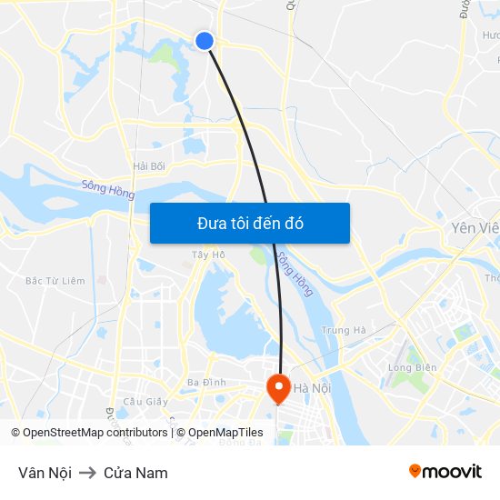 Vân Nội to Cửa Nam map