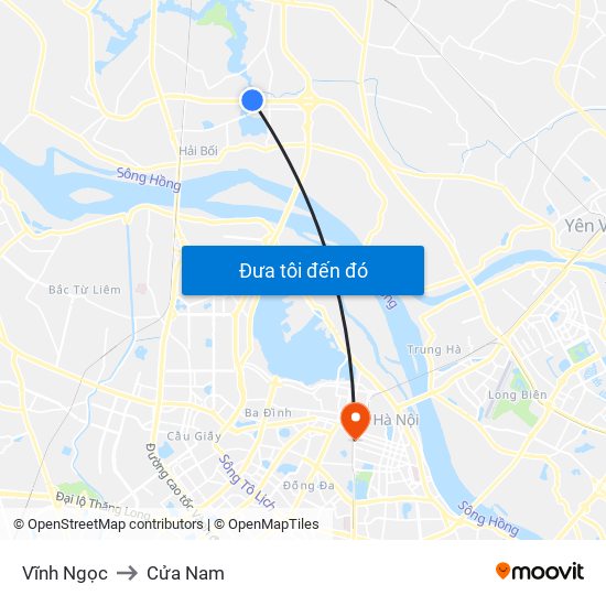 Vĩnh Ngọc to Cửa Nam map