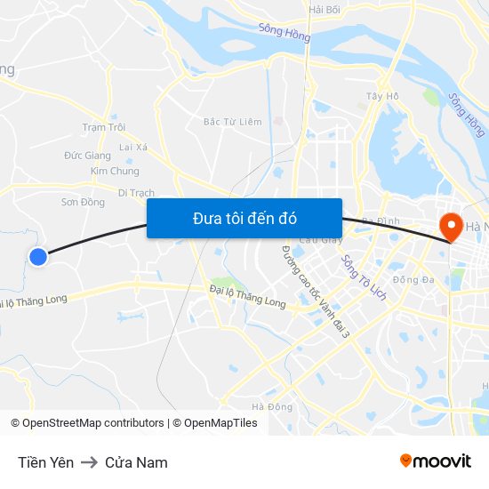 Tiền Yên to Cửa Nam map