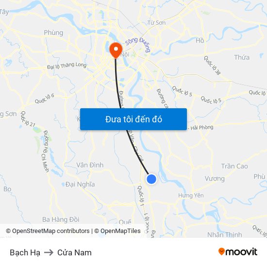 Bạch Hạ to Cửa Nam map