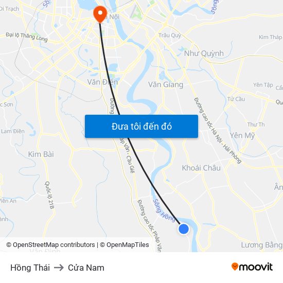 Hồng Thái to Cửa Nam map