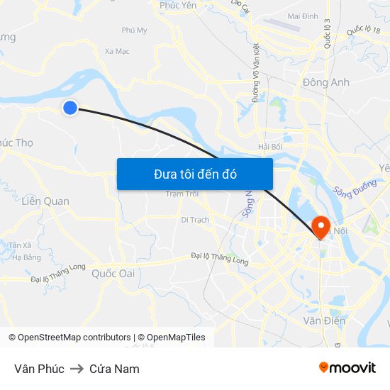 Vân Phúc to Cửa Nam map