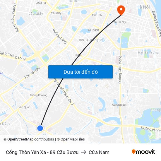 Cổng Thôn Yên Xá - 89 Cầu Bươu to Cửa Nam map