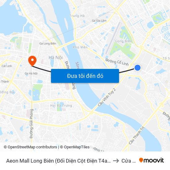 Aeon Mall Long Biên (Đối Diện Cột Điện T4a/2a-B Đường Cổ Linh) to Cửa Nam map