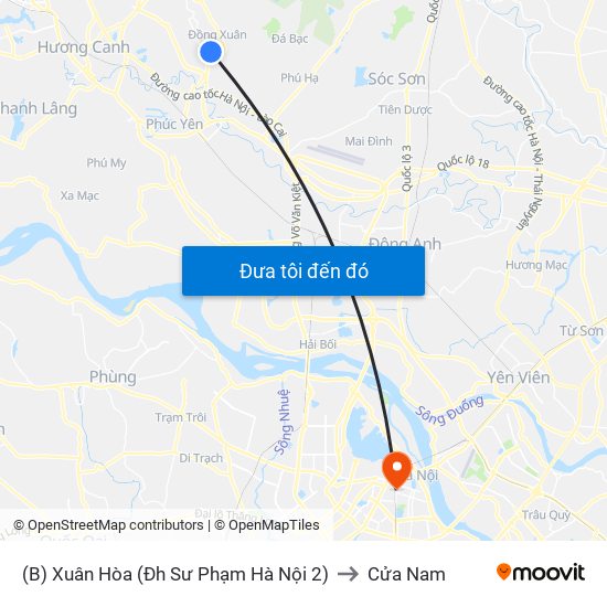 (B) Xuân Hòa (Đh Sư Phạm Hà Nội 2) to Cửa Nam map