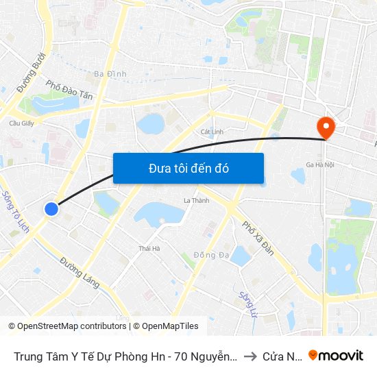 Trung Tâm Y Tế Dự Phòng Hn - 70 Nguyễn Chí Thanh to Cửa Nam map