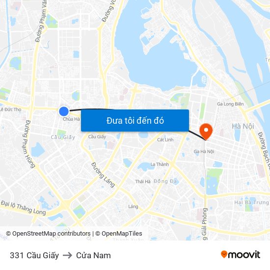 331 Cầu Giấy to Cửa Nam map