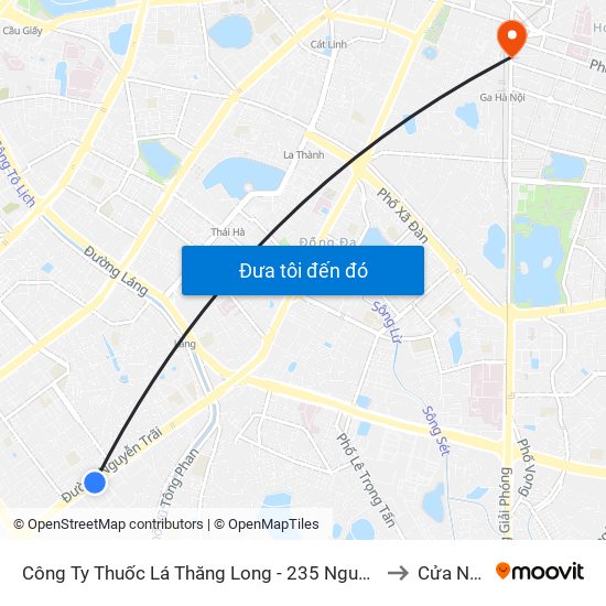 Công Ty Thuốc Lá Thăng Long - 235 Nguyễn Trãi to Cửa Nam map