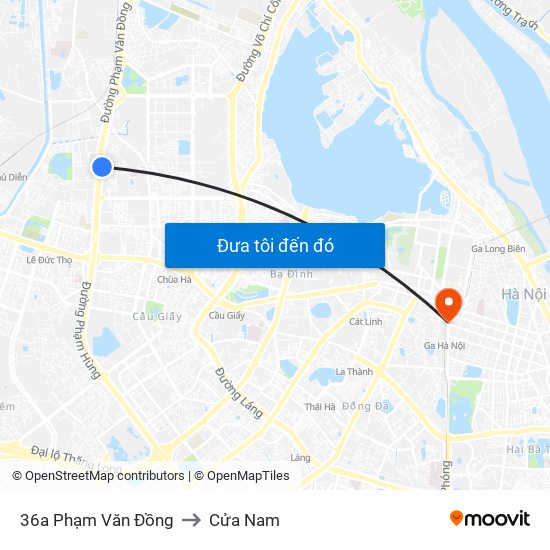 36a Phạm Văn Đồng to Cửa Nam map