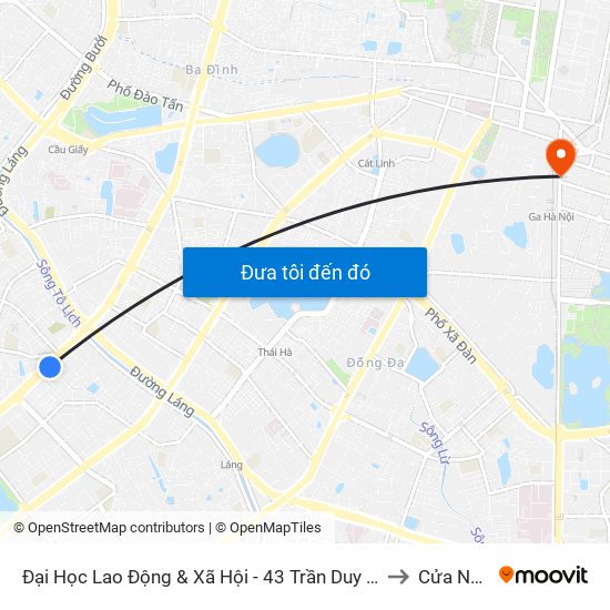 Đại Học Lao Động & Xã Hội - 43 Trần Duy Hưng to Cửa Nam map