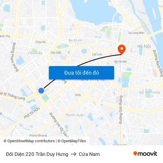 Đối Diện 220 Trần Duy Hưng to Cửa Nam map