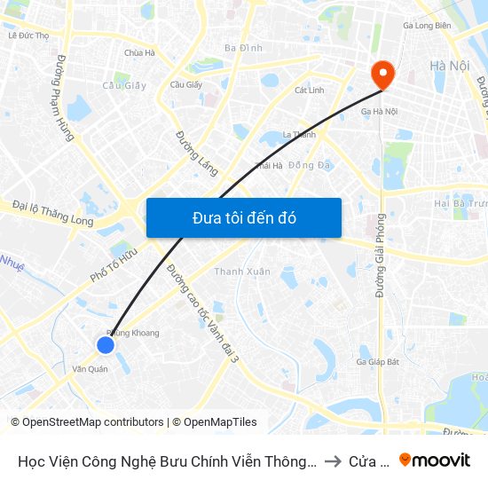 Học Viện Công Nghệ Bưu Chính Viễn Thông - Trần Phú (Hà Đông) to Cửa Nam map