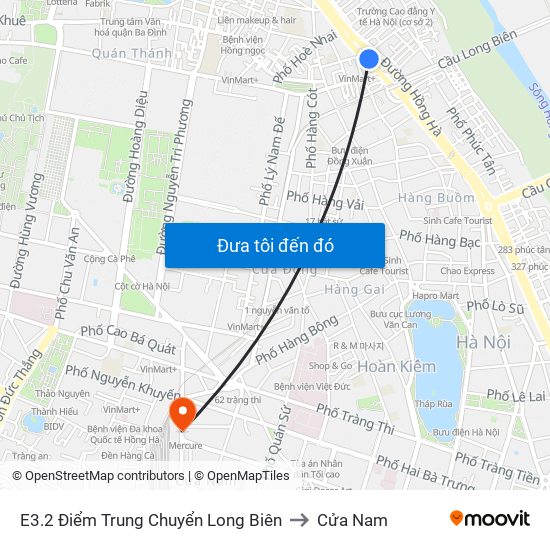 E3.2 Điểm Trung Chuyển Long Biên to Cửa Nam map