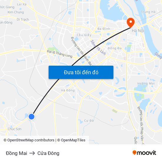 Đồng Mai to Cửa Đông map