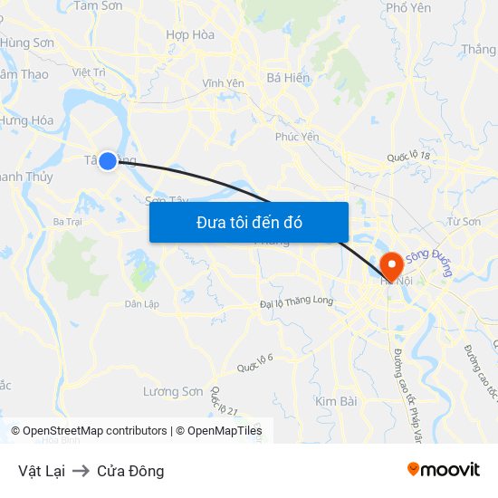 Vật Lại to Cửa Đông map