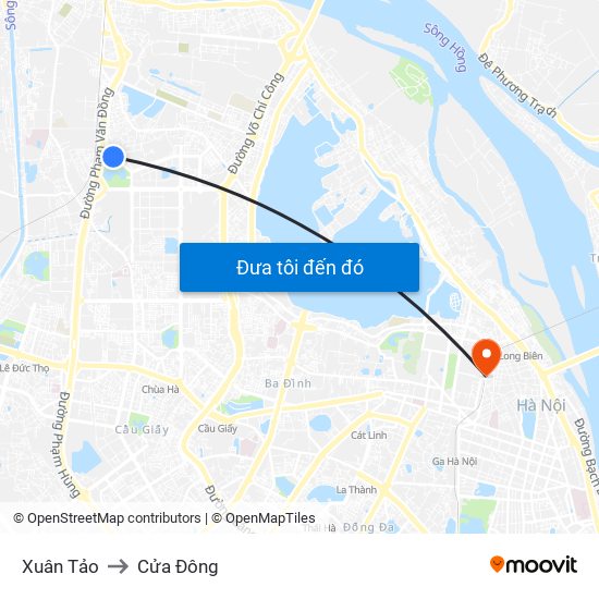 Xuân Tảo to Cửa Đông map