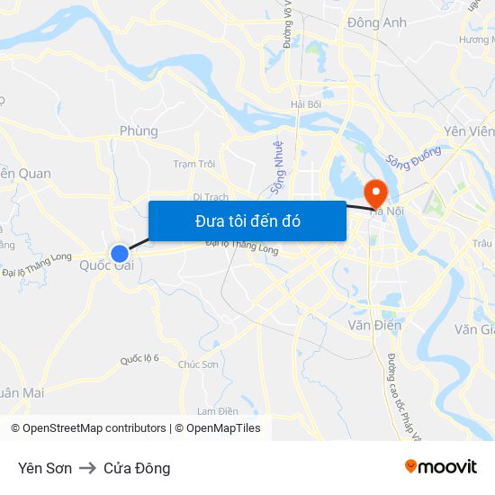 Yên Sơn to Cửa Đông map