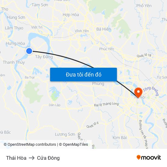 Thái Hòa to Cửa Đông map