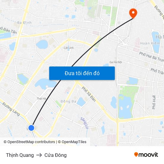 Thịnh Quang to Cửa Đông map