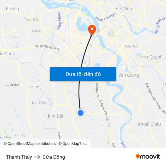 Thanh Thùy to Cửa Đông map